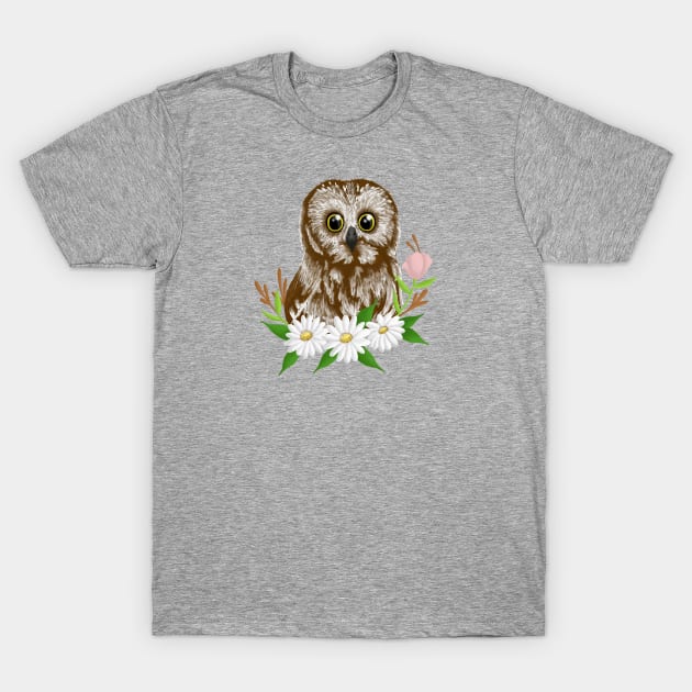 Owl with flowers-coloured T-Shirt by AbigailBrown